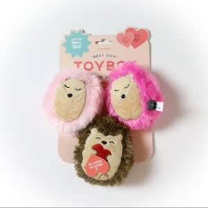 Fringe Toybox set of 3 hedgehog toys for small dogs squeaky cute fluffy soft